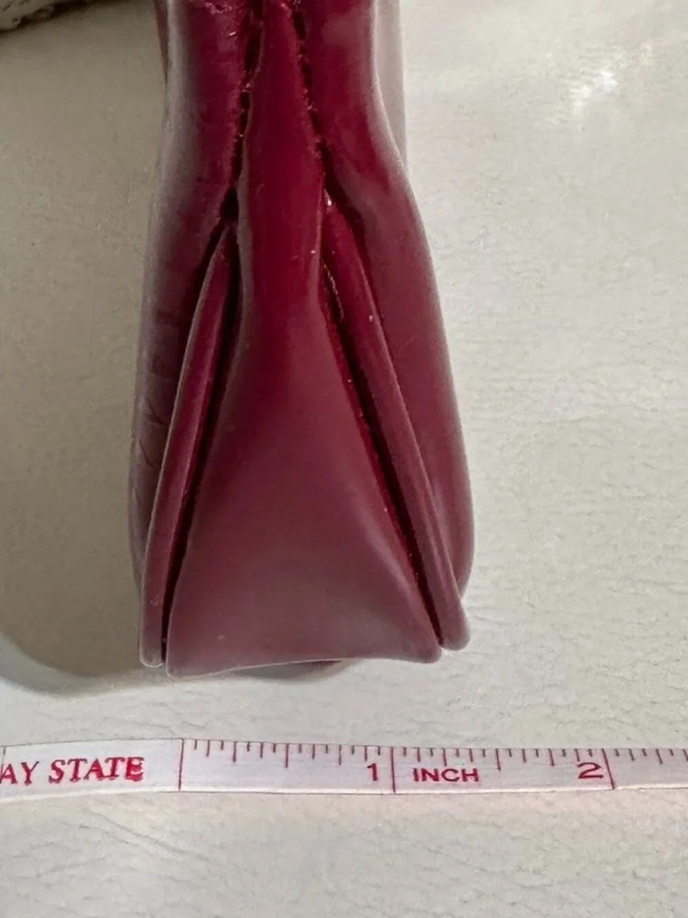 Vintage Clinique Cranberry Burgundy Embossed Patent Makeup Cosmetic Bag Pouch Y2